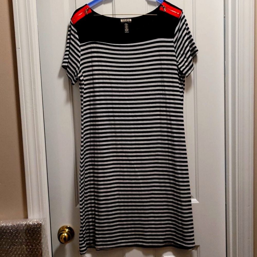 Haani Black & White Striped Dress